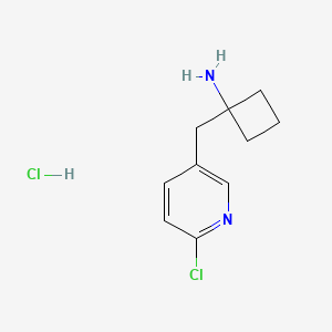 molecular formula C10H14Cl2N2 B2840144 1-[(6-Chloropyridin-3-yl)methyl]cyclobutan-1-amine hydrochloride CAS No. 2472671-94-4