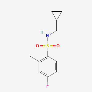 molecular formula C11H14FNO2S B2840149 N-(cyclopropylmethyl)-4-fluoro-2-methylbenzenesulfonamide CAS No. 1111547-89-7