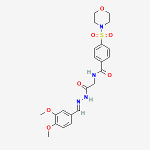 (E)-N-(2-(2-(3,4-dimethoxybenzylidene)hydrazinyl)-2-oxoethyl)-4-(morpholinosulfonyl)benzamide