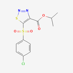 molecular formula C12H11ClN2O4S2 B2840162 Isopropyl 5-[(4-chlorophenyl)sulfonyl]-1,2,3-thiadiazole-4-carboxylate CAS No. 321431-01-0