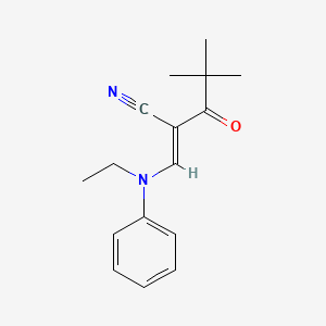 molecular formula C16H20N2O B2840163 2-(2,2-Dimethylpropanoyl)-3-(ethylphenylamino)prop-2-enenitrile CAS No. 1025242-61-8