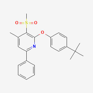 molecular formula C23H25NO3S B2840169 2-[4-(Tert-butyl)phenoxy]-4-methyl-6-phenyl-3-pyridinyl methyl sulfone CAS No. 478245-55-5
