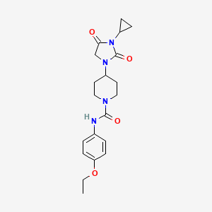 molecular formula C20H26N4O4 B2840176 4-(3-cyclopropyl-2,4-dioxoimidazolidin-1-yl)-N-(4-ethoxyphenyl)piperidine-1-carboxamide CAS No. 2097925-97-6