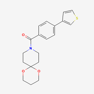 molecular formula C19H21NO3S B2840177 1,5-Dioxa-9-azaspiro[5.5]undecan-9-yl(4-(thiophen-3-yl)phenyl)methanone CAS No. 2034409-96-4