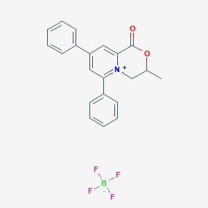 molecular formula C21H18BF4NO2 B2840180 3-Methyl-1-oxo-6,8-diphenyl-3,4-dihydro-1H-pyrido[2,1-c][1,4]oxazin-5-ium tetrafluoroborate CAS No. 85018-36-6