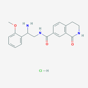 molecular formula C19H22ClN3O3 B2840183 N-[2-Amino-2-(2-methoxyphenyl)ethyl]-1-oxo-3,4-dihydro-2H-isoquinoline-7-carboxamide;hydrochloride CAS No. 2418647-78-4