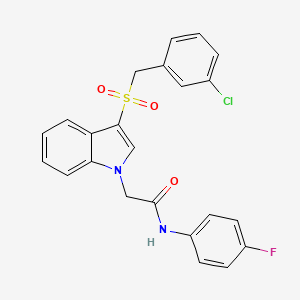 molecular formula C23H18ClFN2O3S B2840184 2-(3-((3-chlorobenzyl)sulfonyl)-1H-indol-1-yl)-N-(4-fluorophenyl)acetamide CAS No. 895998-48-8