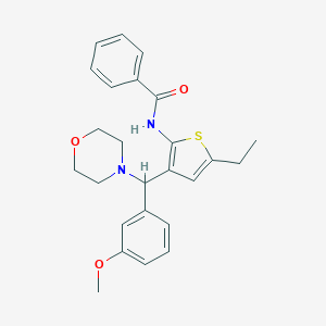 molecular formula C25H28N2O3S B284019 N-{5-ethyl-3-[(3-methoxyphenyl)(4-morpholinyl)methyl]-2-thienyl}benzamide 