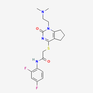 molecular formula C19H22F2N4O2S B2840190 N-(2,4-二氟苯基)-2-((1-(2-(二甲胺基)乙基)-2-氧代-2,5,6,7-四氢-1H-环戊二嘧啶-4-基)硫)乙酰胺 CAS No. 932961-48-3