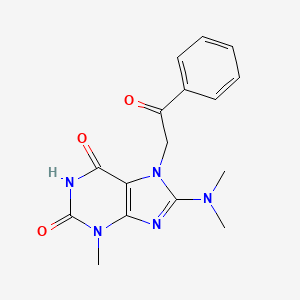 molecular formula C16H17N5O3 B2840198 8-(Dimethylamino)-3-methyl-7-phenacylpurine-2,6-dione CAS No. 714284-78-3