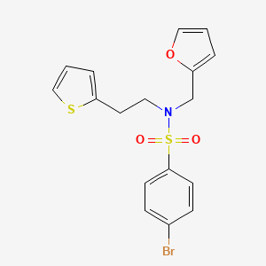 molecular formula C17H16BrNO3S2 B2840206 4-bromo-N-(furan-2-ylmethyl)-N-(2-(thiophen-2-yl)ethyl)benzenesulfonamide CAS No. 1396799-97-5