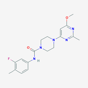 molecular formula C18H22FN5O2 B2840214 N-(3-fluoro-4-methylphenyl)-4-(6-methoxy-2-methylpyrimidin-4-yl)piperazine-1-carboxamide CAS No. 946231-45-4