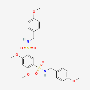 molecular formula C24H28N2O8S2 B2840216 4,6-dimethoxy-N1,N3-bis(4-methoxybenzyl)benzene-1,3-disulfonamide CAS No. 2248836-29-3