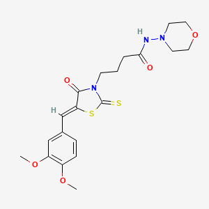 (Z)-4-(5-(3,4-dimethoxybenzylidene)-4-oxo-2-thioxothiazolidin-3-yl)-N-morpholinobutanamide