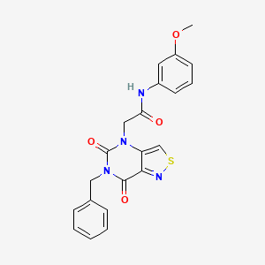 molecular formula C21H18N4O4S B2840220 2-(6-benzyl-5,7-dioxo-6,7-dihydroisothiazolo[4,3-d]pyrimidin-4(5H)-yl)-N-(3-methoxyphenyl)acetamide CAS No. 1251603-95-8