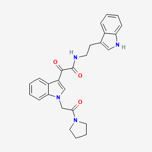 molecular formula C26H26N4O3 B2840236 N-(2-(1H-indol-3-yl)ethyl)-2-oxo-2-(1-(2-oxo-2-(pyrrolidin-1-yl)ethyl)-1H-indol-3-yl)acetamide CAS No. 872854-93-8