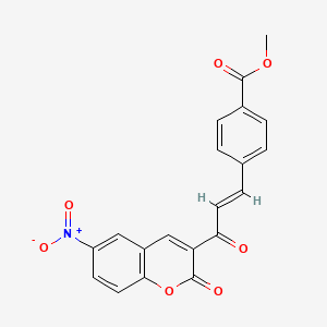 molecular formula C20H13NO7 B2840246 methyl 4-[(E)-3-(6-nitro-2-oxochromen-3-yl)-3-oxoprop-1-enyl]benzoate CAS No. 690214-88-1