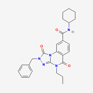 molecular formula C26H29N5O3 B2840301 2-benzyl-N-cyclohexyl-1,5-dioxo-4-propyl-1,2,4,5-tetrahydro-[1,2,4]triazolo[4,3-a]quinazoline-8-carboxamide CAS No. 1105227-49-3