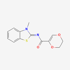 molecular formula C13H12N2O3S B2840319 (E)-N-(3-methylbenzo[d]thiazol-2(3H)-ylidene)-5,6-dihydro-1,4-dioxine-2-carboxamide CAS No. 1021260-85-4