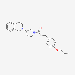 molecular formula C25H32N2O2 B2840320 1-(3-(3,4-dihydroisoquinolin-2(1H)-yl)pyrrolidin-1-yl)-3-(4-propoxyphenyl)propan-1-one CAS No. 2034265-14-8