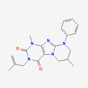 molecular formula C20H23N5O2 B2840322 1,7-dimethyl-3-(2-methylallyl)-9-phenyl-6,7,8,9-tetrahydropyrimido[2,1-f]purine-2,4(1H,3H)-dione CAS No. 847854-22-2