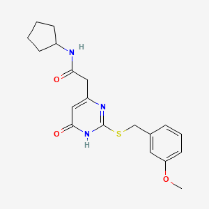 molecular formula C19H23N3O3S B2840326 N-cyclopentyl-2-(2-((3-methoxybenzyl)thio)-6-oxo-1,6-dihydropyrimidin-4-yl)acetamide CAS No. 1105211-32-2