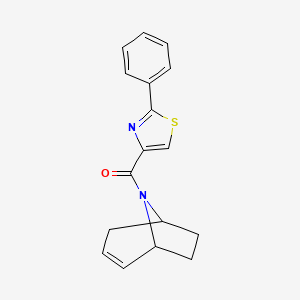 molecular formula C17H16N2OS B2840331 (1R,5S)-8-azabicyclo[3.2.1]oct-2-en-8-yl(2-phenylthiazol-4-yl)methanone CAS No. 1705495-88-0