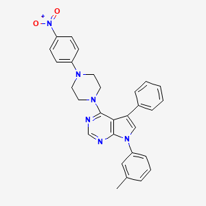 molecular formula C29H26N6O2 B2840334 4-(4-(4-nitrophenyl)piperazin-1-yl)-5-phenyl-7-(m-tolyl)-7H-pyrrolo[2,3-d]pyrimidine CAS No. 477238-09-8
