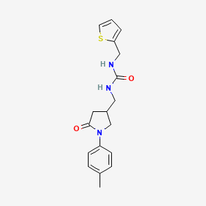 molecular formula C18H21N3O2S B2840337 1-((5-氧代-1-(对甲苯基)吡咯啉-3-基甲基)-3-(噻吩-2-基甲基)脲 CAS No. 954660-48-1