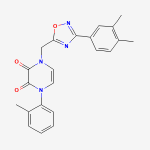 molecular formula C22H20N4O3 B2840338 1-((3-(3,4-dimethylphenyl)-1,2,4-oxadiazol-5-yl)methyl)-4-(o-tolyl)pyrazine-2,3(1H,4H)-dione CAS No. 1251692-50-8