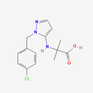 molecular formula C14H16ClN3O2 B2840350 2-({1-[(4-Chlorophenyl)methyl]-1H-pyrazol-5-yl}amino)-2-methylpropanoic acid CAS No. 135098-49-6