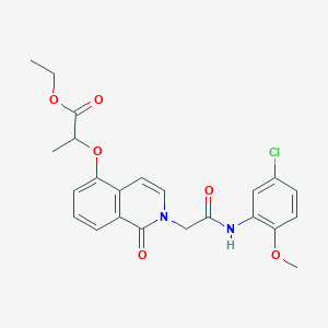 molecular formula C23H23ClN2O6 B2840357 Ethyl 2-[2-[2-(5-chloro-2-methoxyanilino)-2-oxoethyl]-1-oxoisoquinolin-5-yl]oxypropanoate CAS No. 868224-56-0