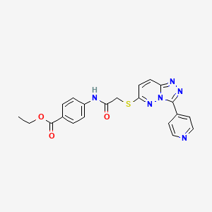 molecular formula C21H18N6O3S B2840363 Ethyl 4-(2-((3-(pyridin-4-yl)-[1,2,4]triazolo[4,3-b]pyridazin-6-yl)thio)acetamido)benzoate CAS No. 868969-95-3