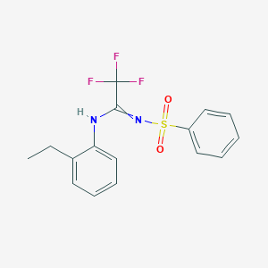 molecular formula C16H15F3N2O2S B284037 N'-(benzenesulfonyl)-N-(2-ethylphenyl)-2,2,2-trifluoroethanimidamide 