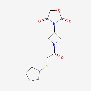 molecular formula C13H18N2O4S B2840370 3-(1-(2-(Cyclopentylthio)acetyl)azetidin-3-yl)oxazolidine-2,4-dione CAS No. 2034382-65-3