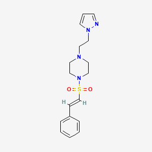 molecular formula C17H22N4O2S B2840375 (E)-1-(2-(1H-吡唑-1-基)乙基)-4-(苯乙烯磺酰基)哌嗪 CAS No. 1396890-58-6