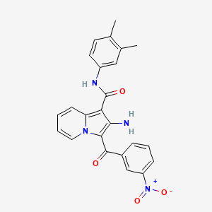 molecular formula C24H20N4O4 B2840376 2-amino-N-(3,4-dimethylphenyl)-3-(3-nitrobenzoyl)indolizine-1-carboxamide CAS No. 903342-47-2