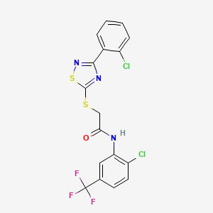molecular formula C17H10Cl2F3N3OS2 B2840382 N-(2-chloro-5-(trifluoromethyl)phenyl)-2-((3-(2-chlorophenyl)-1,2,4-thiadiazol-5-yl)thio)acetamide CAS No. 864919-37-9