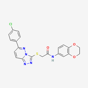 molecular formula C21H16ClN5O3S B2840384 2-((6-(4-chlorophenyl)-[1,2,4]triazolo[4,3-b]pyridazin-3-yl)thio)-N-(2,3-dihydrobenzo[b][1,4]dioxin-6-yl)acetamide CAS No. 894039-26-0