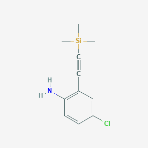 molecular formula C11H14ClNSi B2840385 4-Chloro-2-((trimethylsilyl)ethynyl)aniline CAS No. 180624-15-1