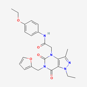 molecular formula C23H25N5O5 B2840395 N-(4-乙氧基苯基)-2-(1-乙基-6-(呋喃-2-基甲基)-3-甲基-5,7-二氧代-6,7-二氢-1H-嘧啶-4(5H)-基)乙酰胺 CAS No. 1189656-68-5