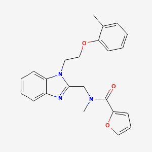 molecular formula C23H23N3O3 B2840396 2-furyl-N-methyl-N-({1-[2-(2-methylphenoxy)ethyl]benzimidazol-2-yl}methyl)carb oxamide CAS No. 919976-90-2