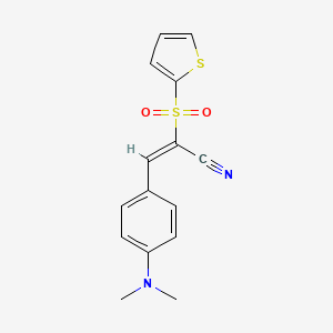 molecular formula C15H14N2O2S2 B2840401 (2E)-3-[4-(dimethylamino)phenyl]-2-(2-thienylsulfonyl)-2-propenenitrile CAS No. 853407-11-1