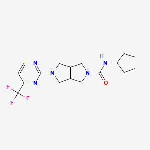 molecular formula C17H22F3N5O B2840403 N-Cyclopentyl-2-[4-(trifluoromethyl)pyrimidin-2-yl]-1,3,3a,4,6,6a-hexahydropyrrolo[3,4-c]pyrrole-5-carboxamide CAS No. 2415533-42-3