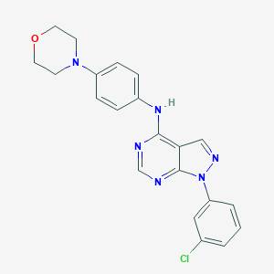 molecular formula C21H19ClN6O B284041 1-(3-chlorophenyl)-N-(4-morpholin-4-ylphenyl)pyrazolo[3,4-d]pyrimidin-4-amine 