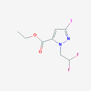 molecular formula C8H9F2IN2O2 B2840410 Ethyl 2-(2,2-difluoroethyl)-5-iodopyrazole-3-carboxylate CAS No. 2226182-64-3