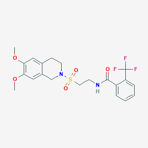 molecular formula C21H23F3N2O5S B2840419 N-(2-((6,7-二甲氧基-3,4-二氢异喹啉-2(1H)-基)磺酰乙基)-2-(三氟甲基)苯甲酰胺 CAS No. 921927-09-5