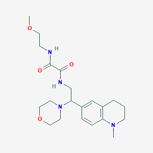 molecular formula C21H32N4O4 B2840423 N-(2-methoxyethyl)-N'-[2-(1-methyl-1,2,3,4-tetrahydroquinolin-6-yl)-2-morpholin-4-ylethyl]ethanediamide CAS No. 922013-32-9