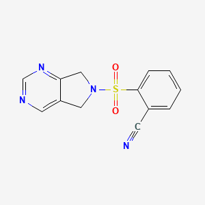 molecular formula C13H10N4O2S B2840426 2-((5H-pyrrolo[3,4-d]pyrimidin-6(7H)-yl)sulfonyl)benzonitrile CAS No. 1705058-21-4