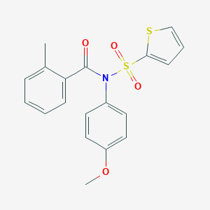 molecular formula C19H17NO4S2 B284043 N-(4-methoxyphenyl)-N-(2-methylbenzoyl)-2-thiophenesulfonamide 